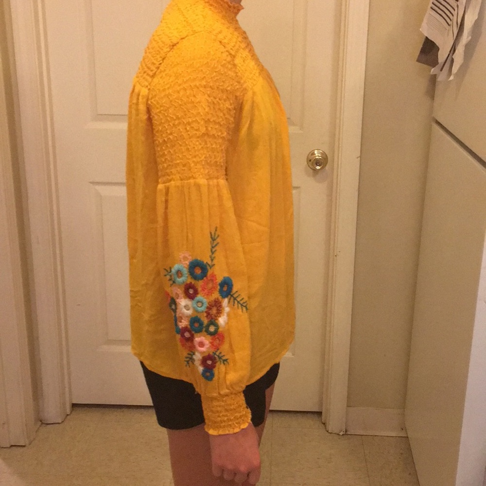 medium hippie style yellow fall blouse so cute! - Picture 7 of 8
